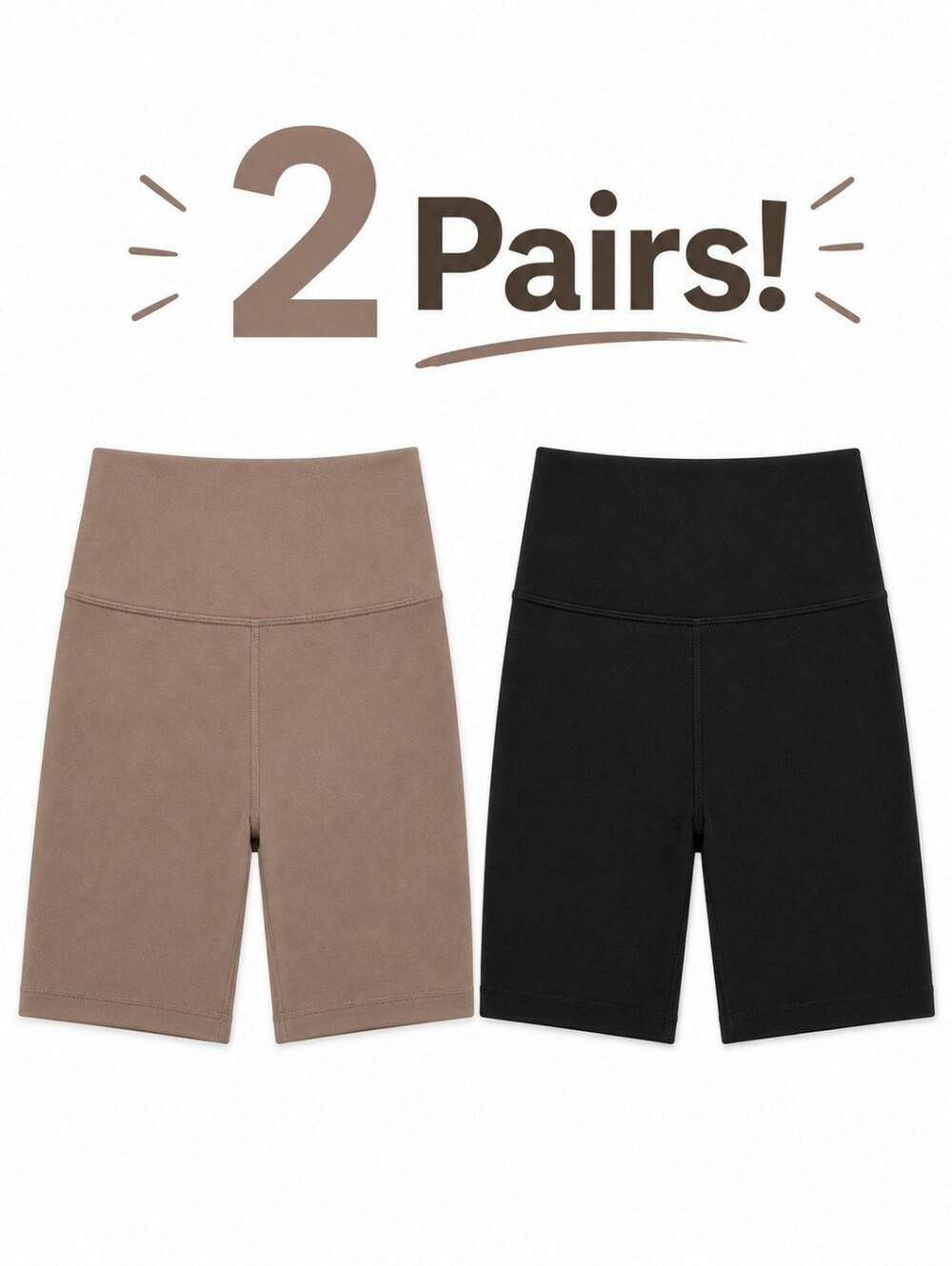 Set Of 2! 90 DEGREE BY REFLEX High Waisted Bike Shorts Black / Taupe Gym Small